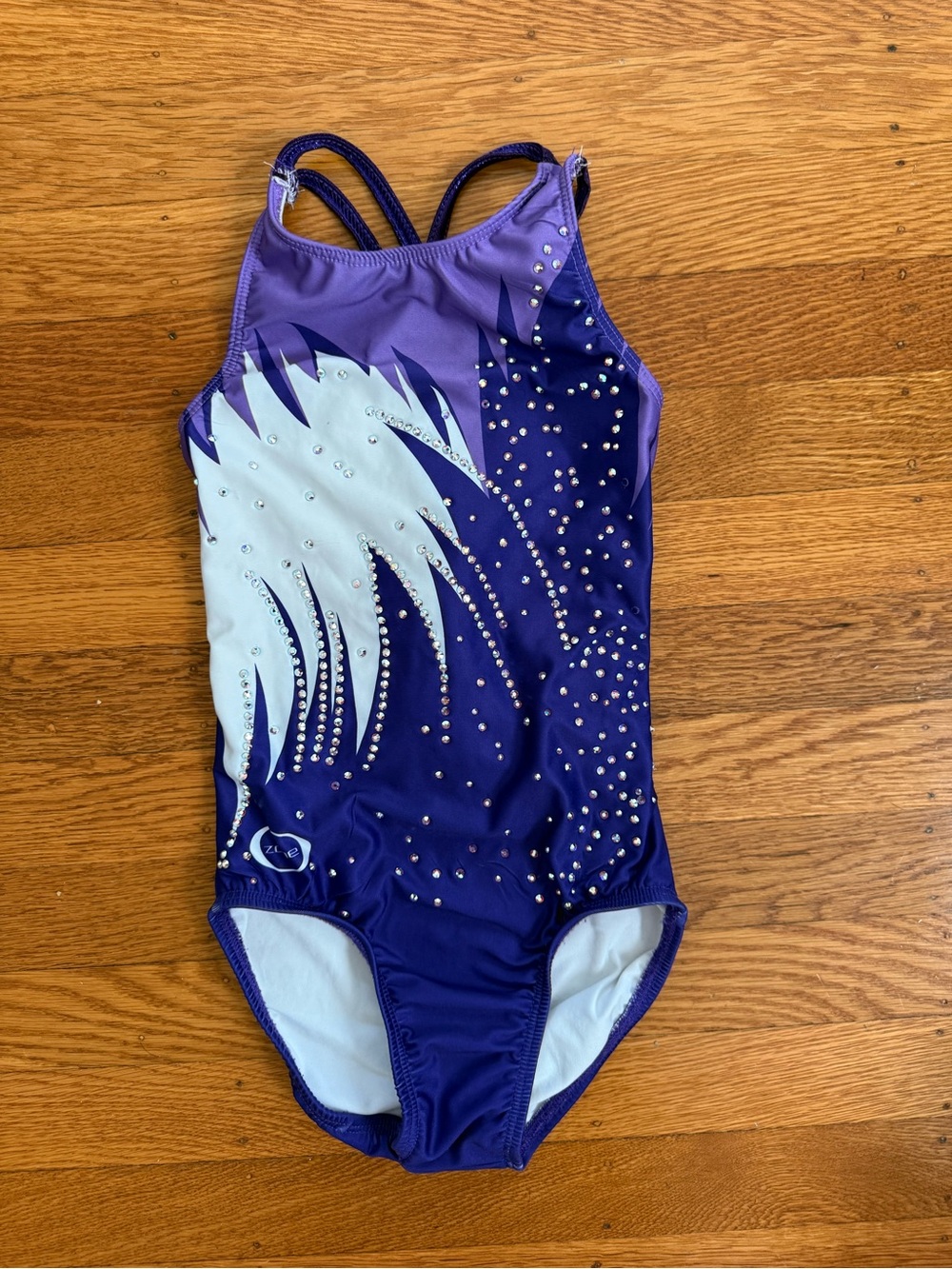 Ozone Kids Purple Crystal-Accent One-Piece gymnastics leotard